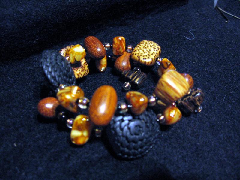 Black and Natural Wood Coil Cuff