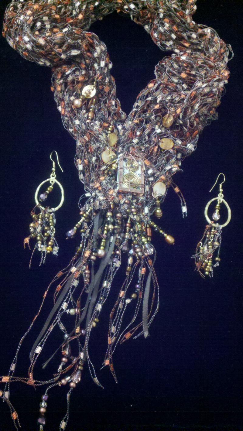 Fiber Art Necklace and Earrings