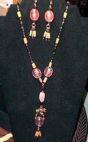 Rose Quartz Necklace and Earrings